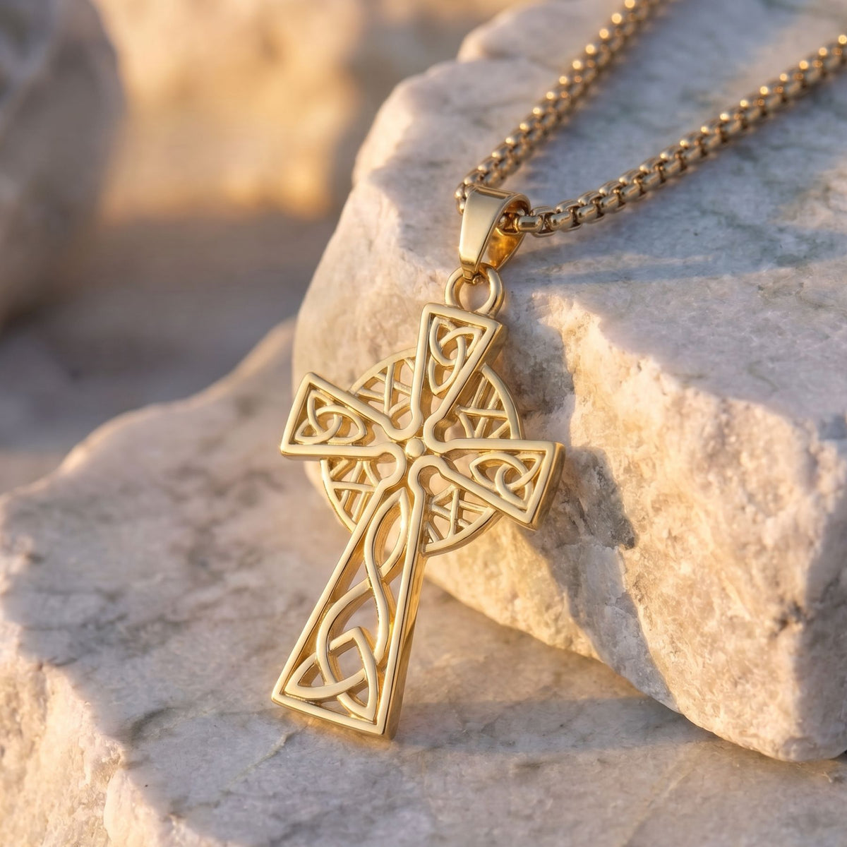 Collier croix celtique pour homme, en acier inoxydable, style viking