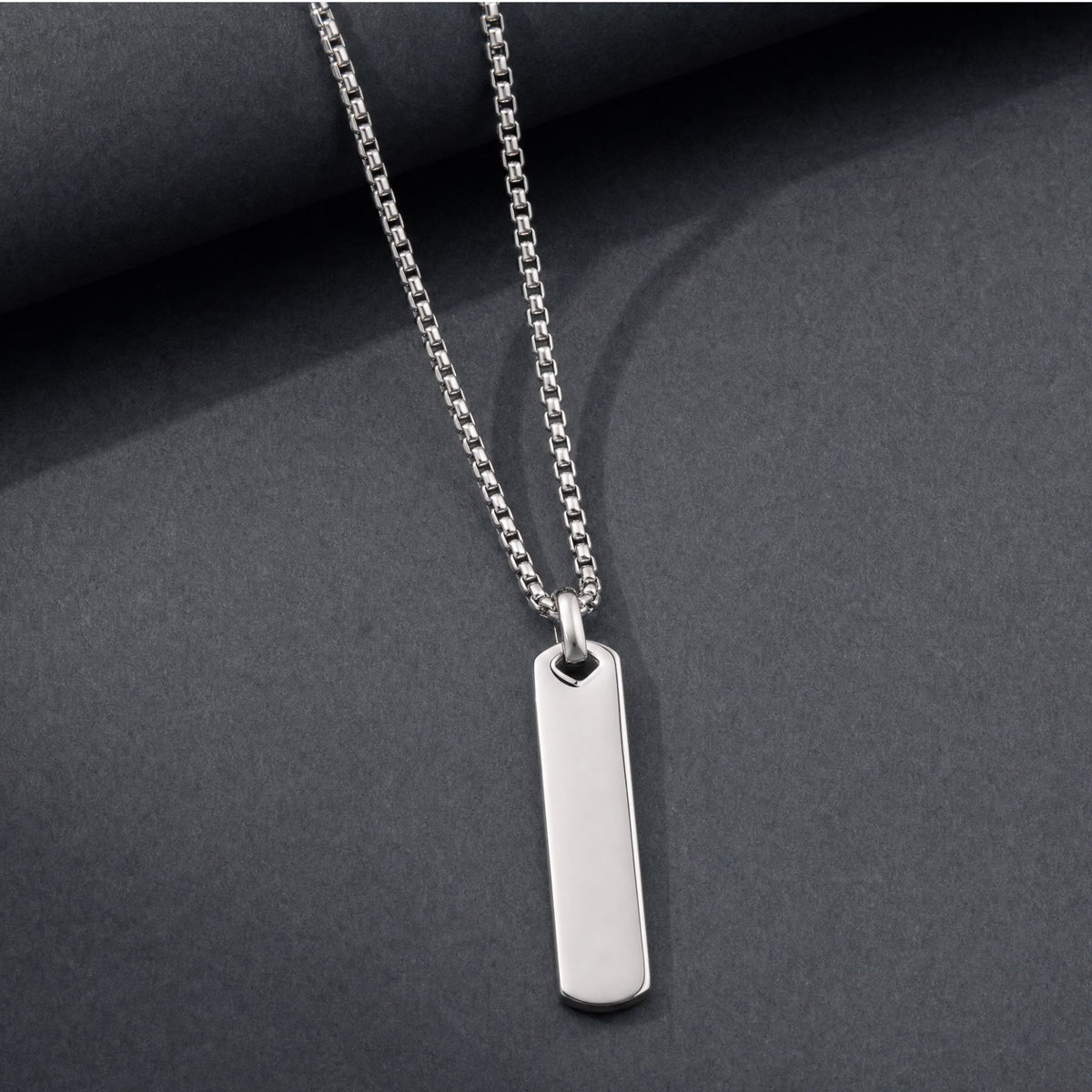 Collier plaque rectangulaire lisse pour homme, en acier inoxydable, style minimaliste