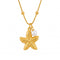 Women's marine necklace in gold stainless steel, starfish and white pearl in an elegant style