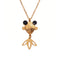 Koi fish necklace for women, in gold stainless steel, articulated pendant with sparkling black details