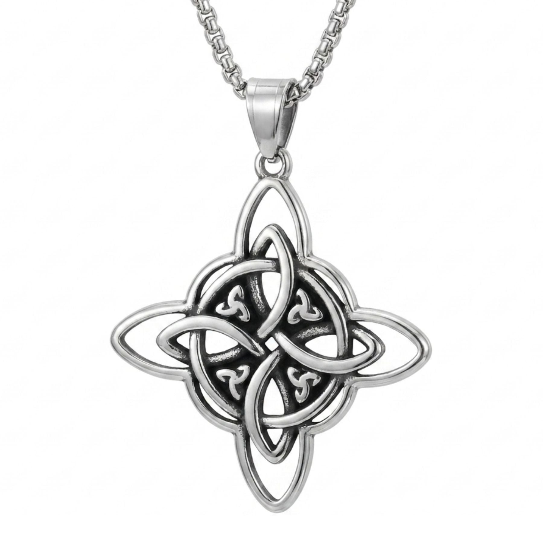 Collier nœud celtique unisexe, en acier inoxydable argenté, style gothique