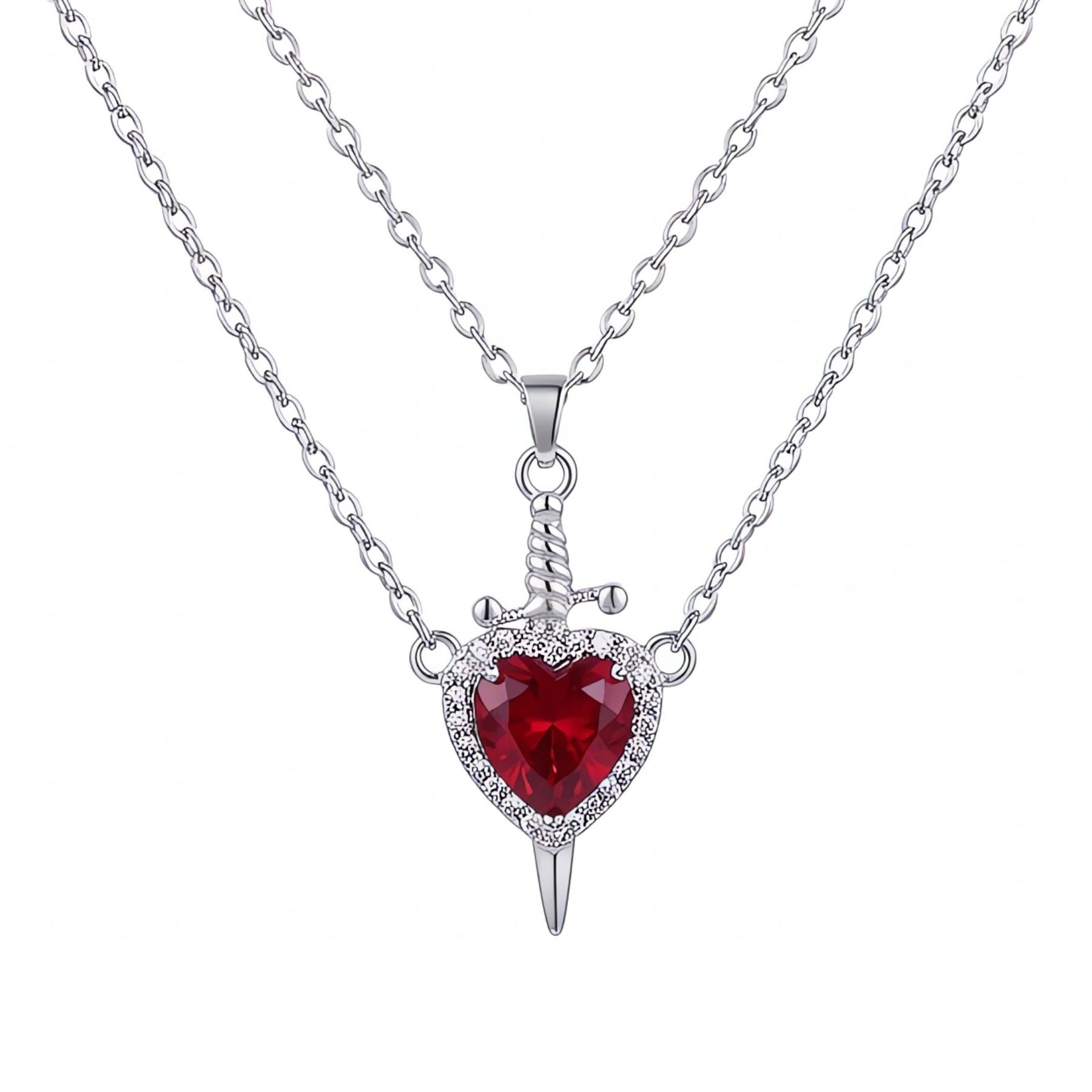 Collier 2 en 1 dark romance pour femme, en alliage de zinc, multi-pendentifs cœur et poignard