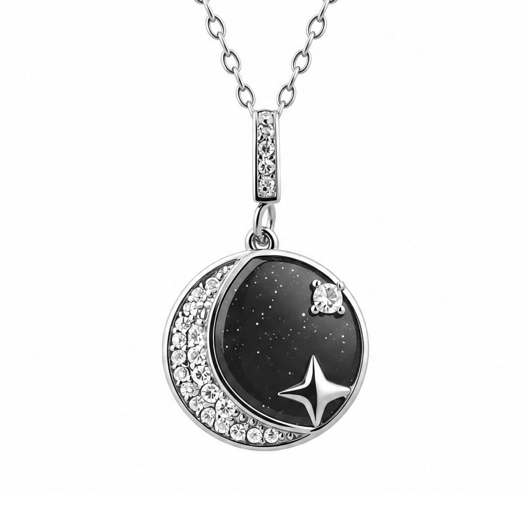 Halbmond-Halskette für Damen, aus 925er Silber, im Astralstil