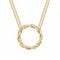 Dobbelt kædehalskæde til kvinder, i 925 sølv, med rundt vedhæng indfattet med zirkoner