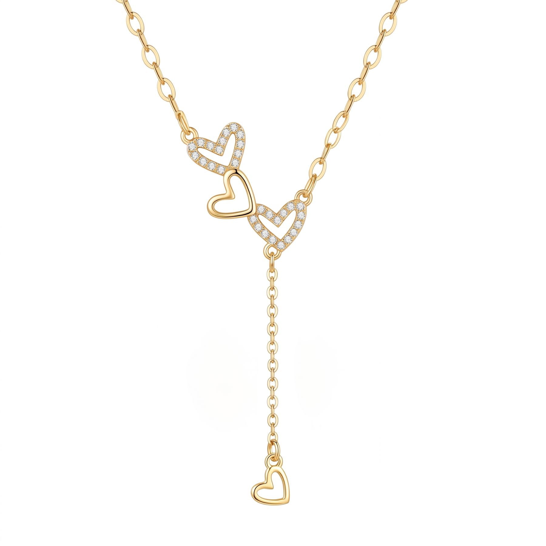 Collier cravate cœur pour femme, en argent 925, avec zircons scintillants