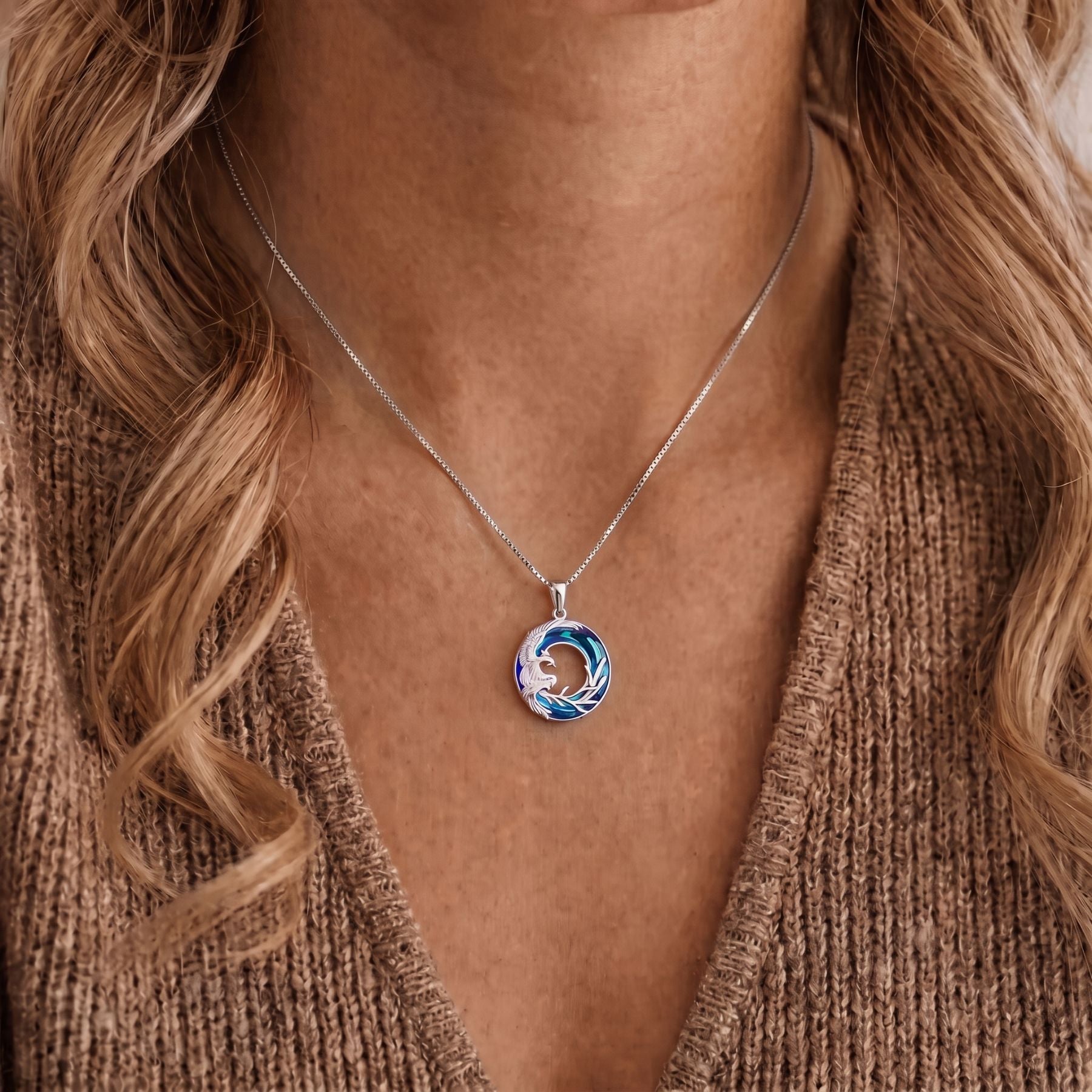 Collier phénix pour femme, en argent 925, avec pendentif cristal, style élégant