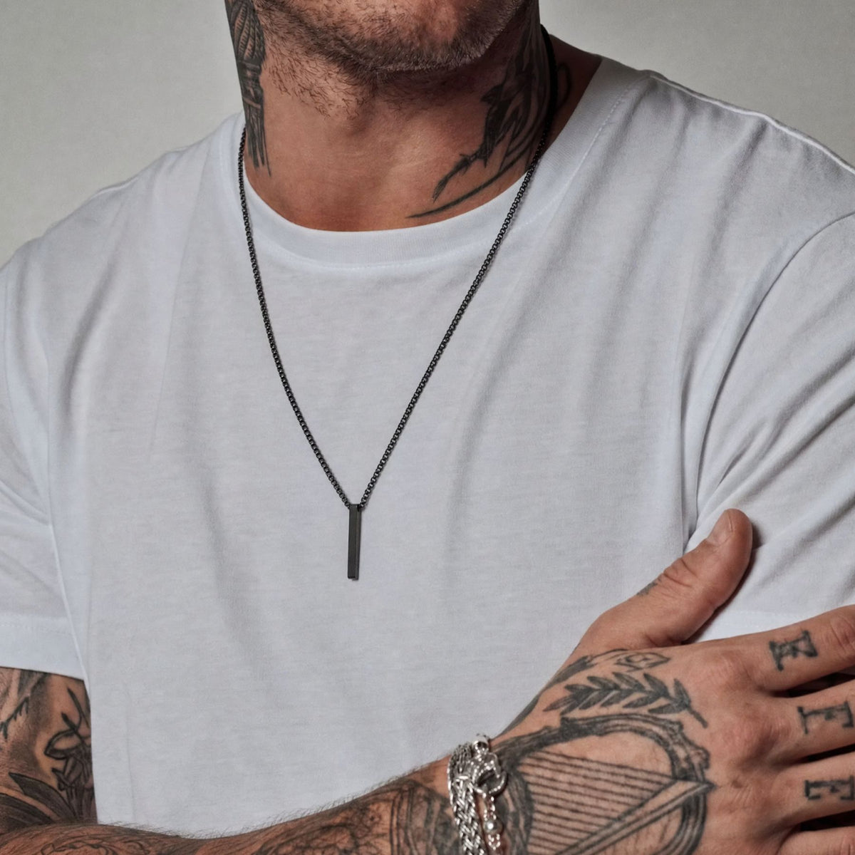 Collier pendentif géométrique pour homme, en acier inoxydable, style minimaliste