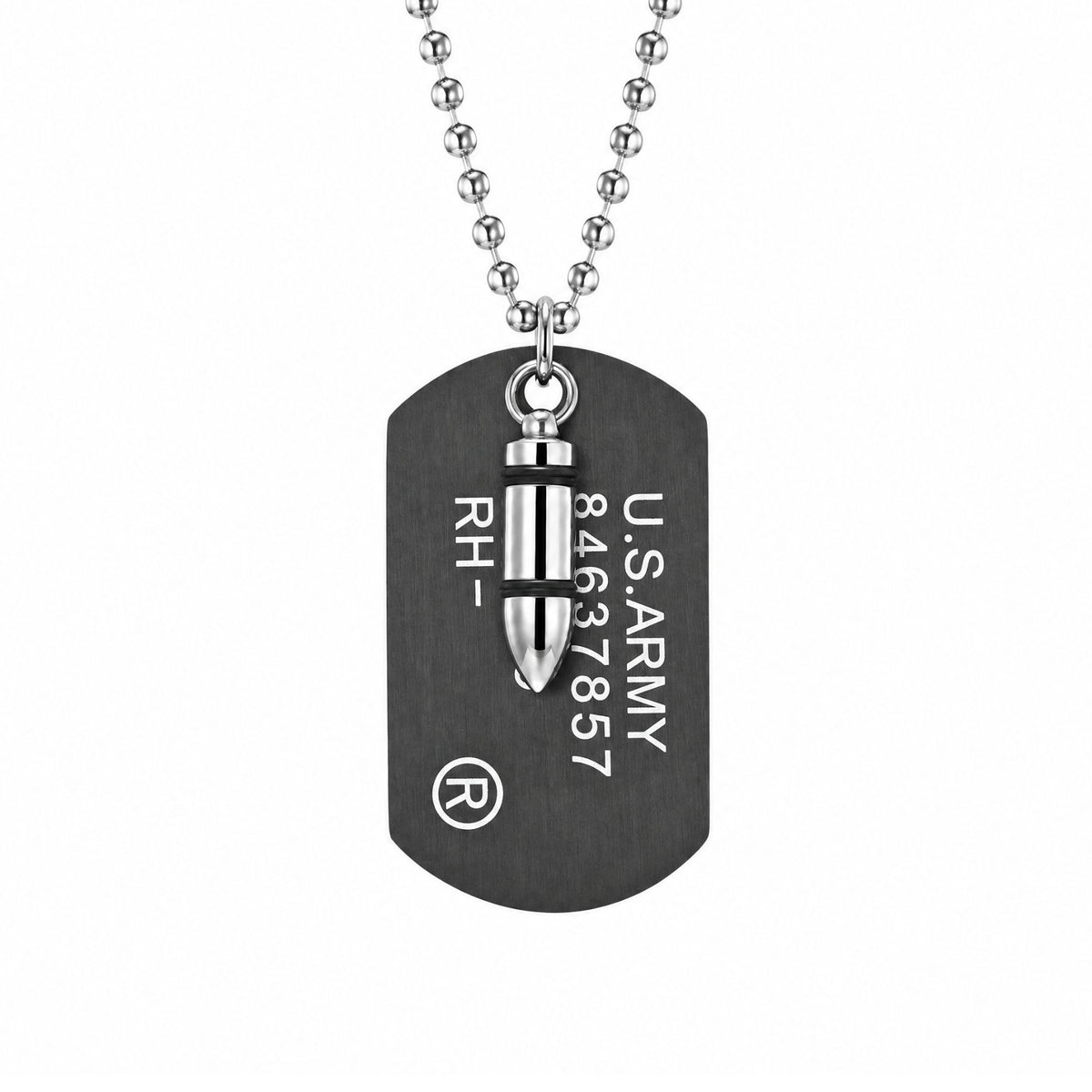 Collier plaque militaire U.S. ARMY pour homme, en acier titane, pendentif cartouche et inscription américaine, chaîne à billes