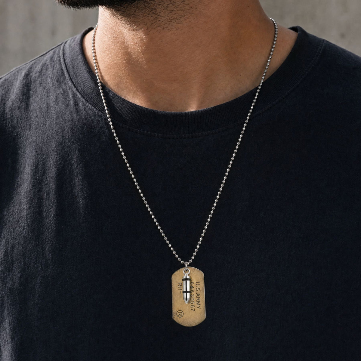 Collier plaque militaire U.S. ARMY pour homme, en acier titane, pendentif cartouche et inscription américaine, chaîne à billes