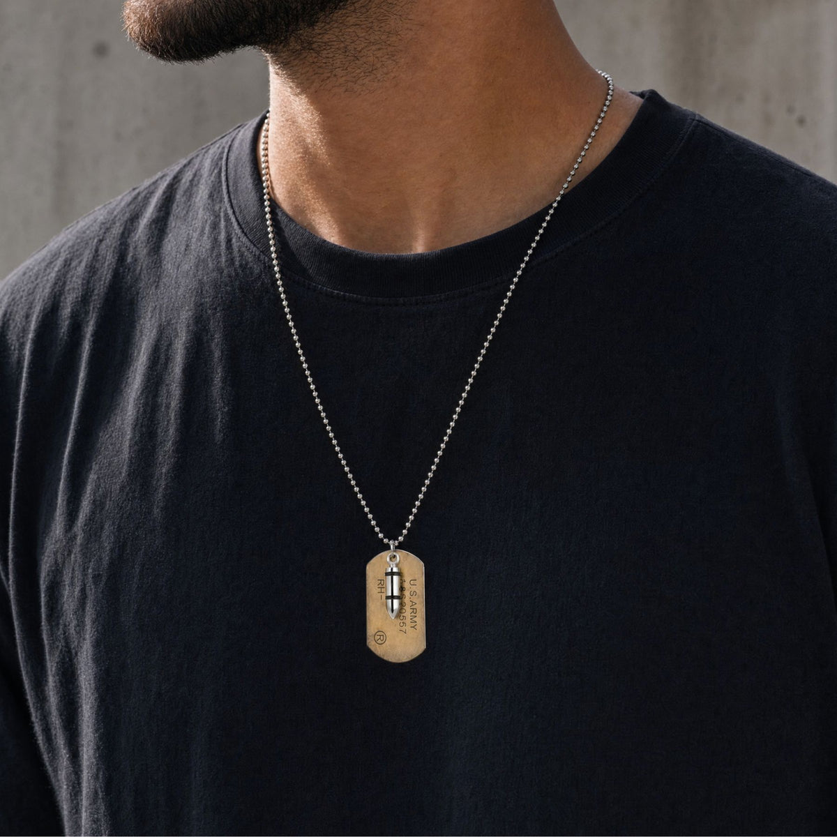 Collier plaque militaire U.S. ARMY pour homme, en acier titane, pendentif cartouche et inscription américaine, chaîne à billes