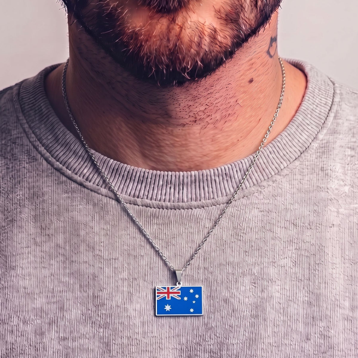 Collana con bandiera dell’Australia unisex, in acciaio inossidabile, pendente smaltato nei colori della bandiera australiana