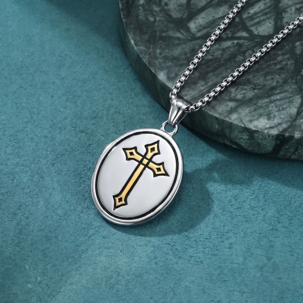 Collier cœur sacré de Jésus pour homme, en acier inoxydable, style religieux