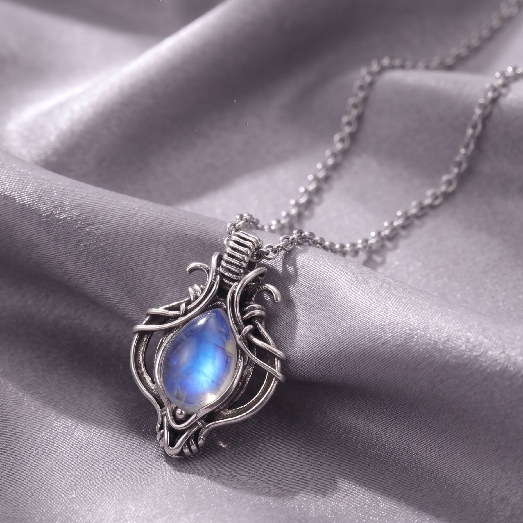 Hexen-Halskette mit Opal für Damen, aus Zinklegierung, im Vintage-Stil