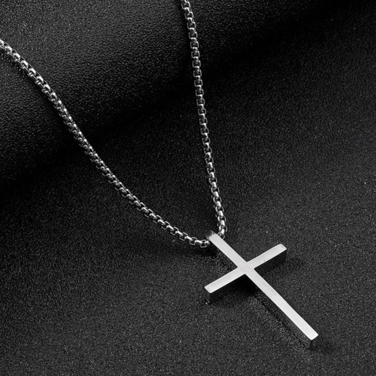 Collier pendentif croix lisse pour homme, en acier inoxydable, style minimaliste