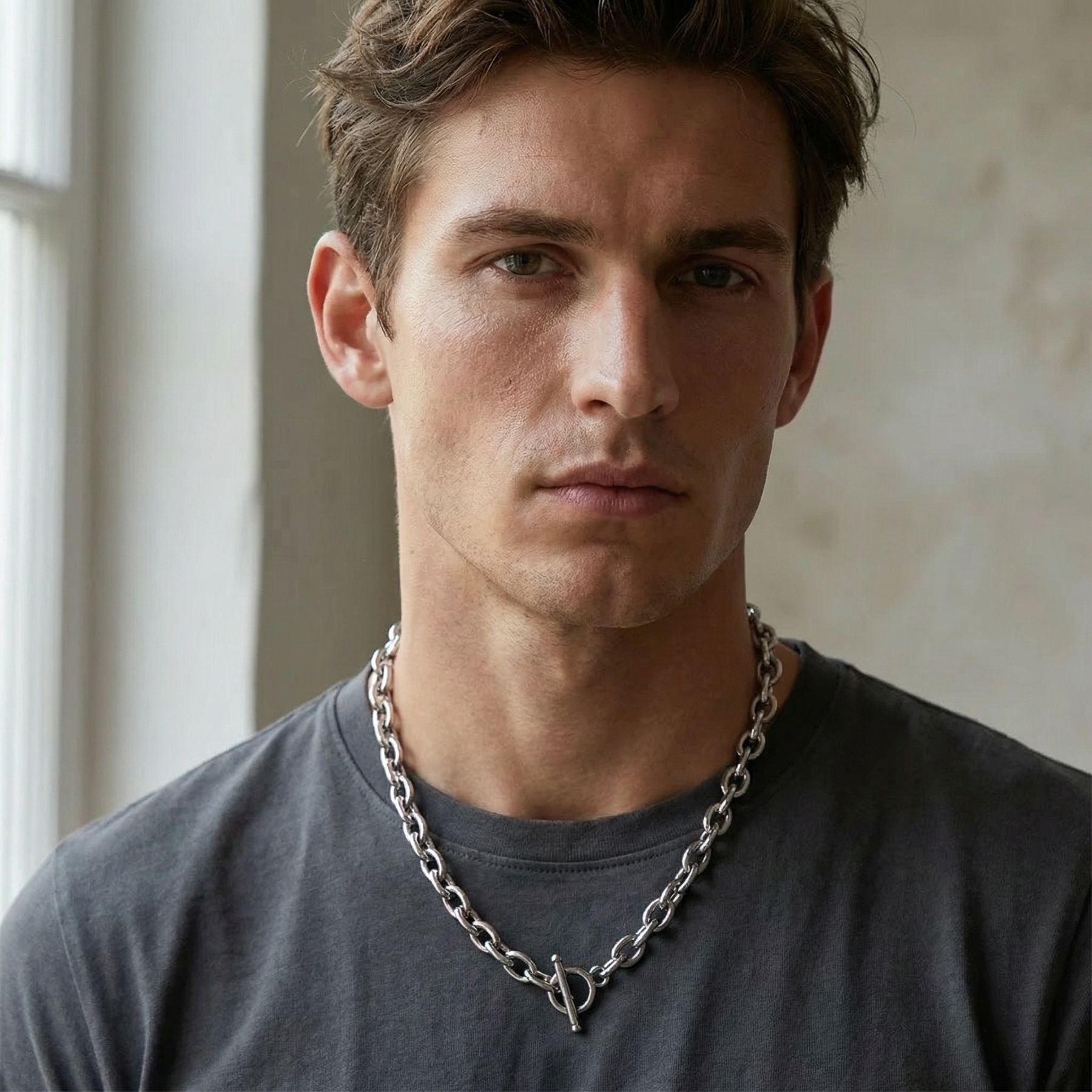 Fijne schakelketting 8 mm van roestvrij staal, staafsluiting