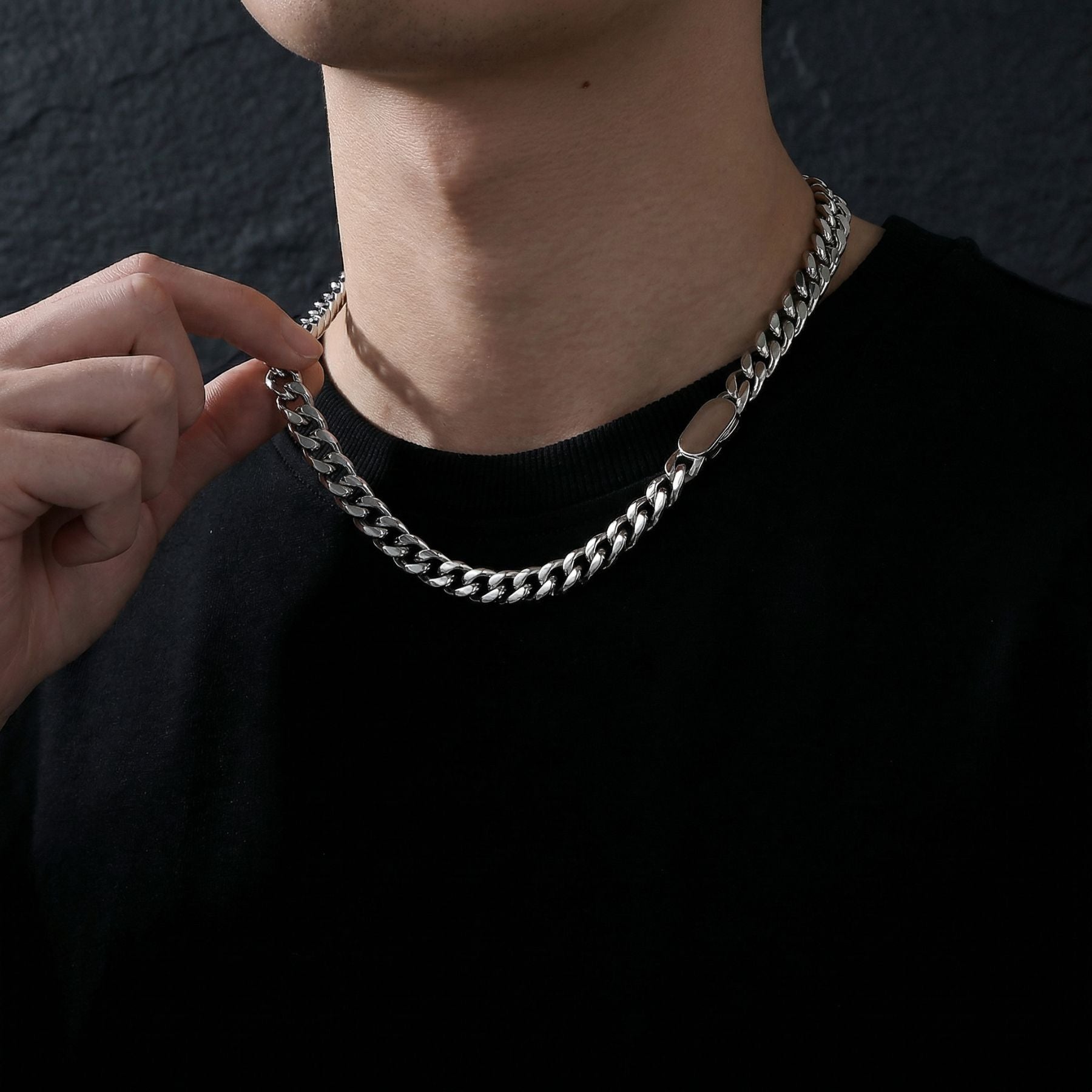 8mm Cuban chain for men in 316L stainless steel