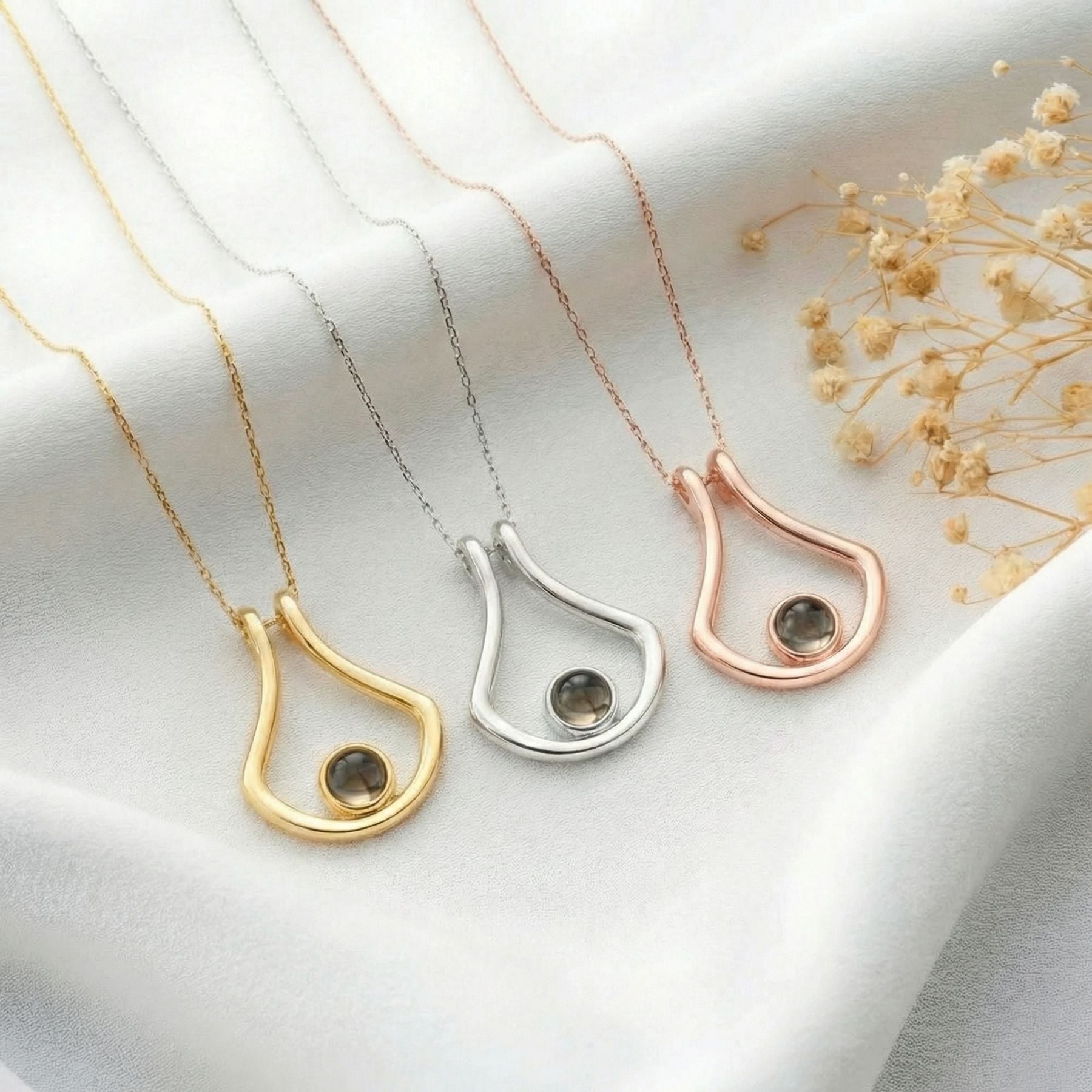 Collier porte bague pour femme, avec pendentif personnalisable avec projection photo, en acier inoxydable