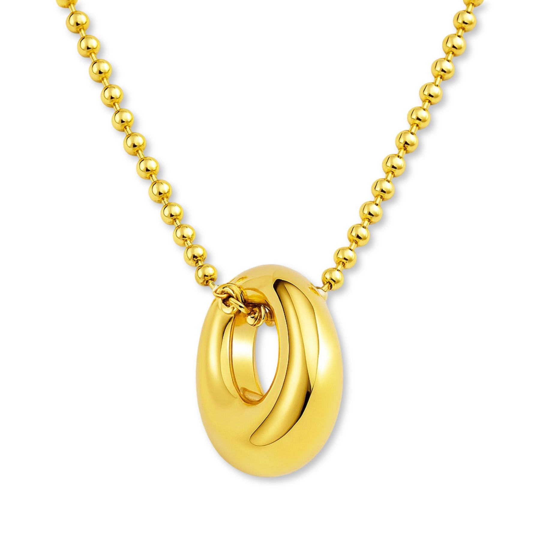Collier court en titane doré avec pendentif anneau ovale