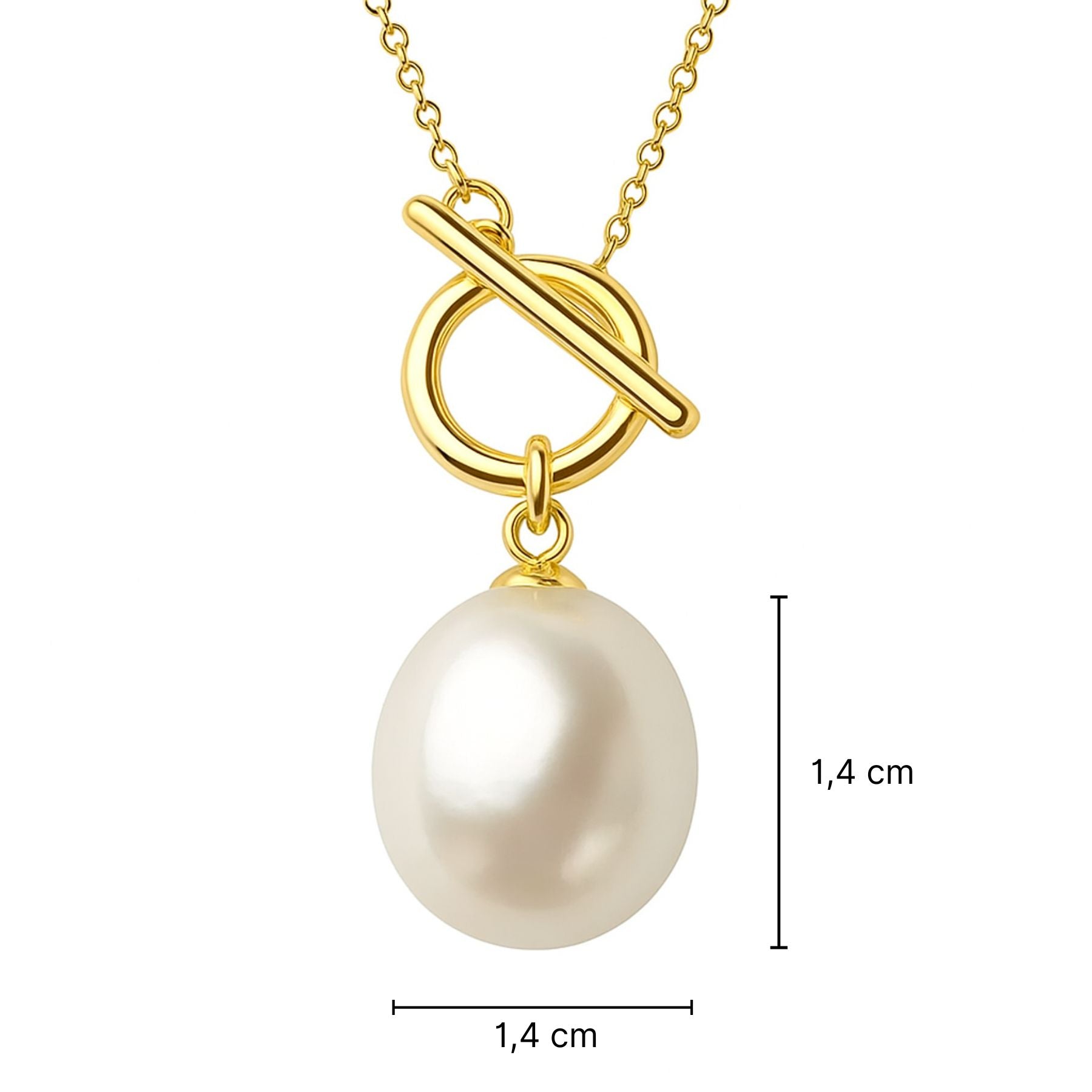 Collier pendentif perle de culture et chaîne en titane plaqué or 18K, style élégant pour femme