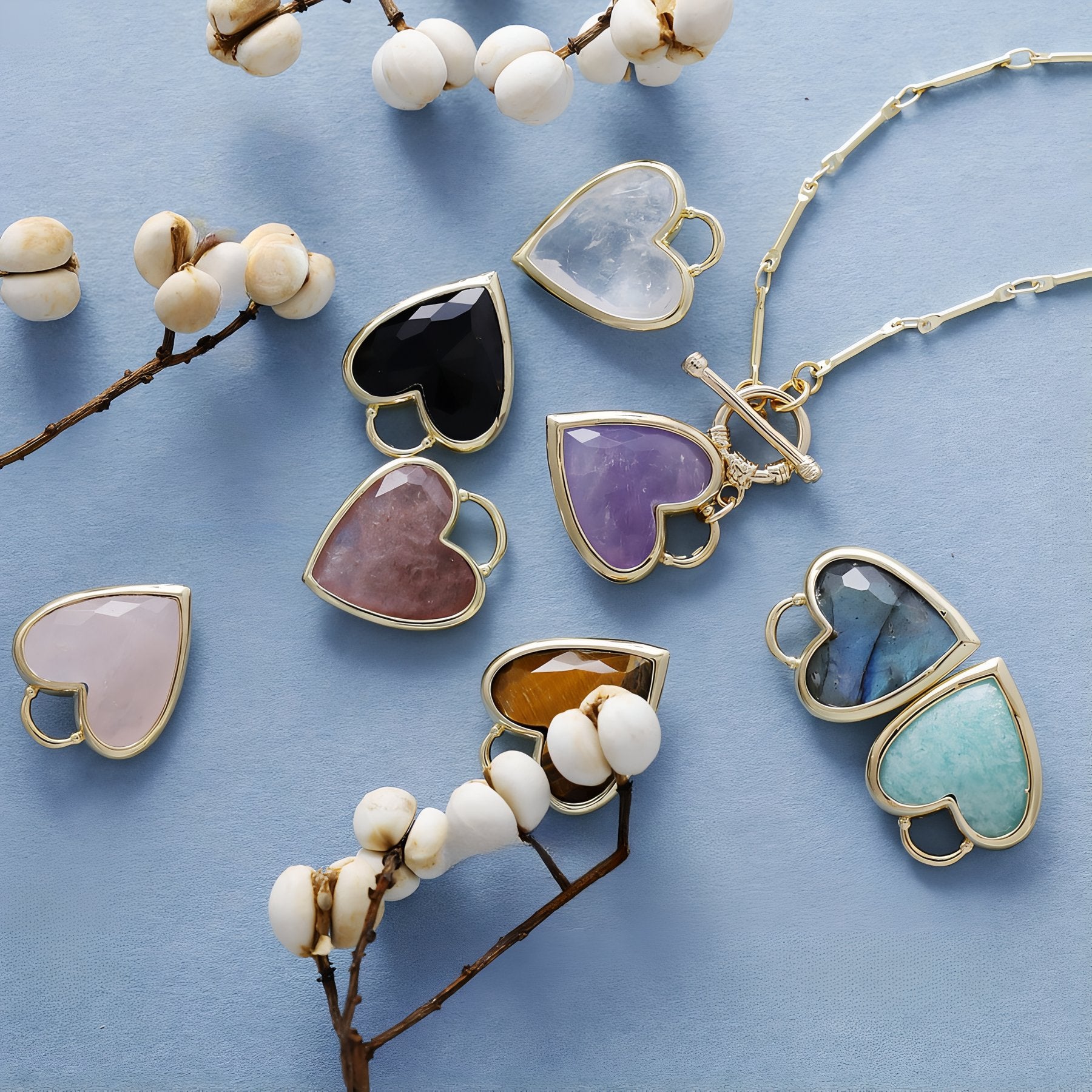 Collier romantique en pierres naturelles, pendentif cœur doré pour femme, style bohème