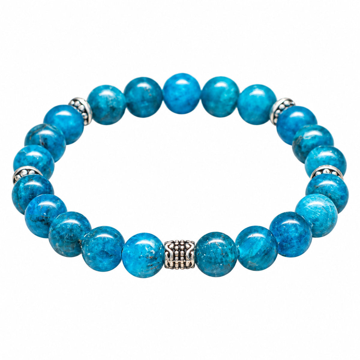 Bracelet Azurielle en apatite bleue, symbole d’équilibre et de renouveau