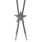 Bolo tie western, étoile vintage et pierre turquoise, cordon tressé noir, style cowboy unisexe