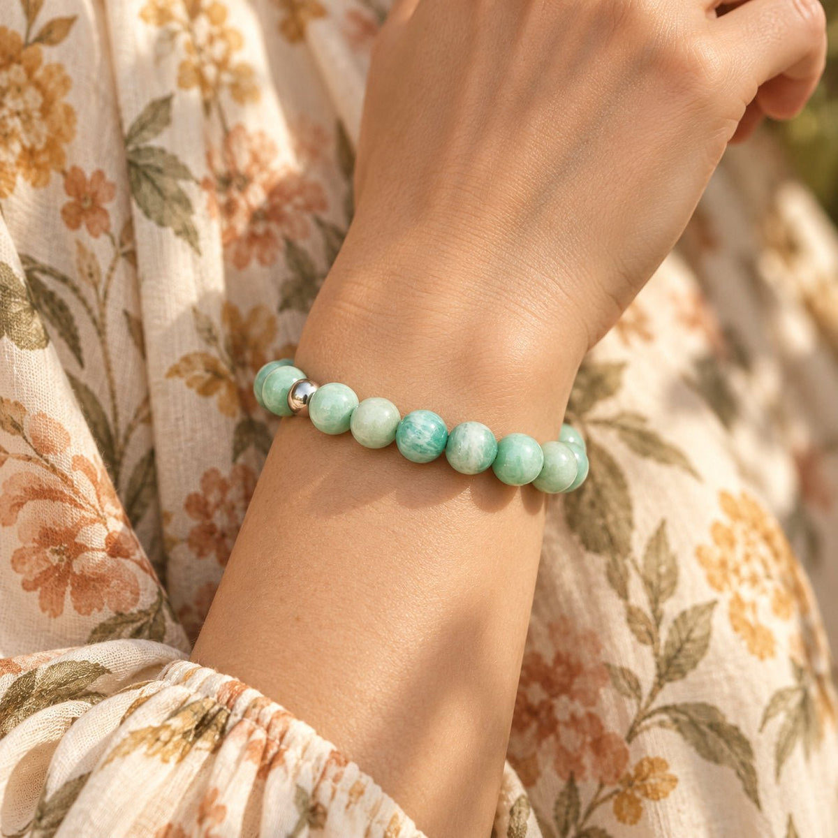 Bracelet en pierres naturelles d’amazonite, pour l’harmonie et la sérénité