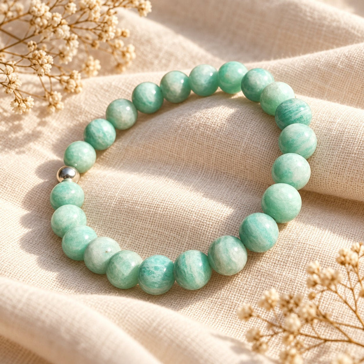 Bracelet en pierres naturelles d’amazonite, pour l’harmonie et la sérénité