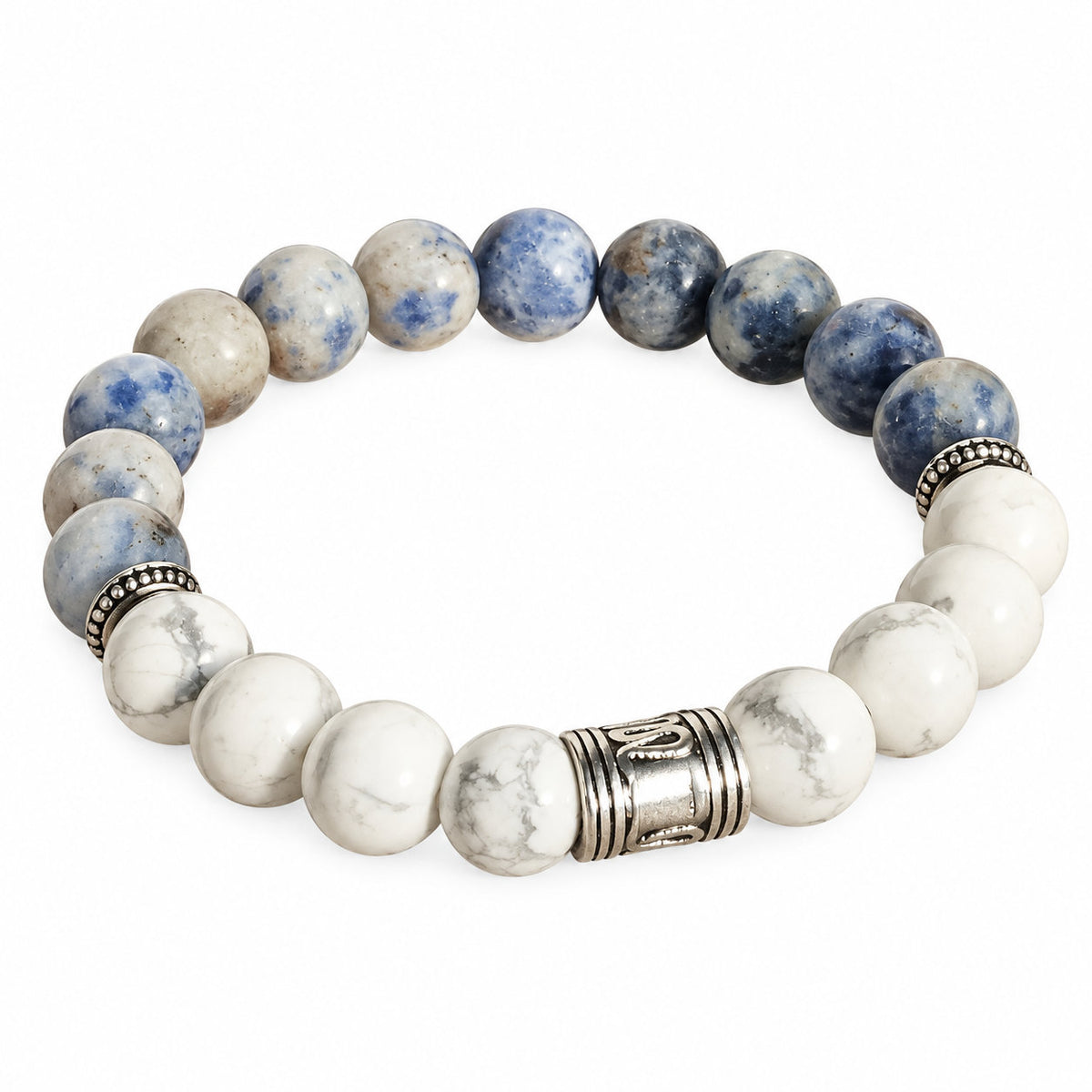 Bracelet Calmélys en howlite et sodalite, symbole de calme et d’harmonie