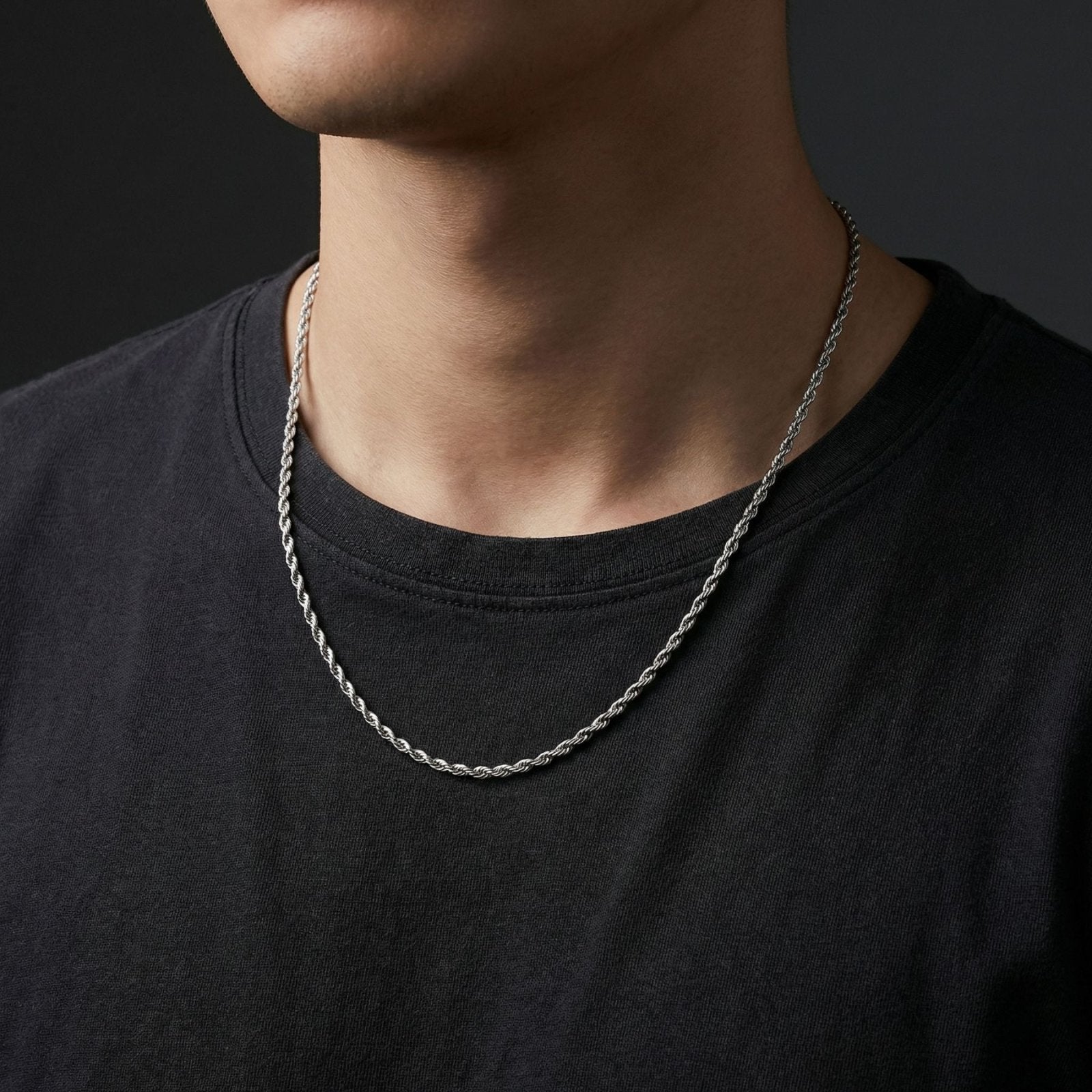 Chaine corde 2 mm en acier inoxydable, pour hommes, style ubrain