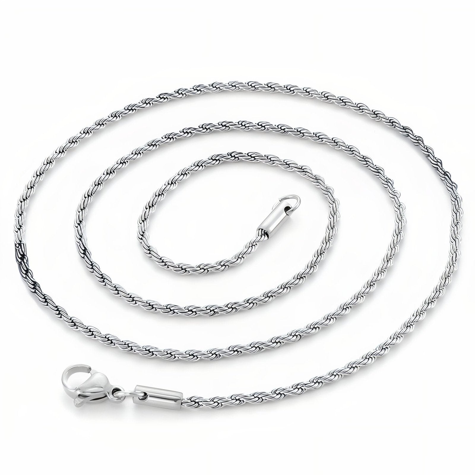 Chaine corde 2 mm en acier inoxydable, pour hommes, style ubrain, modèle Canyon