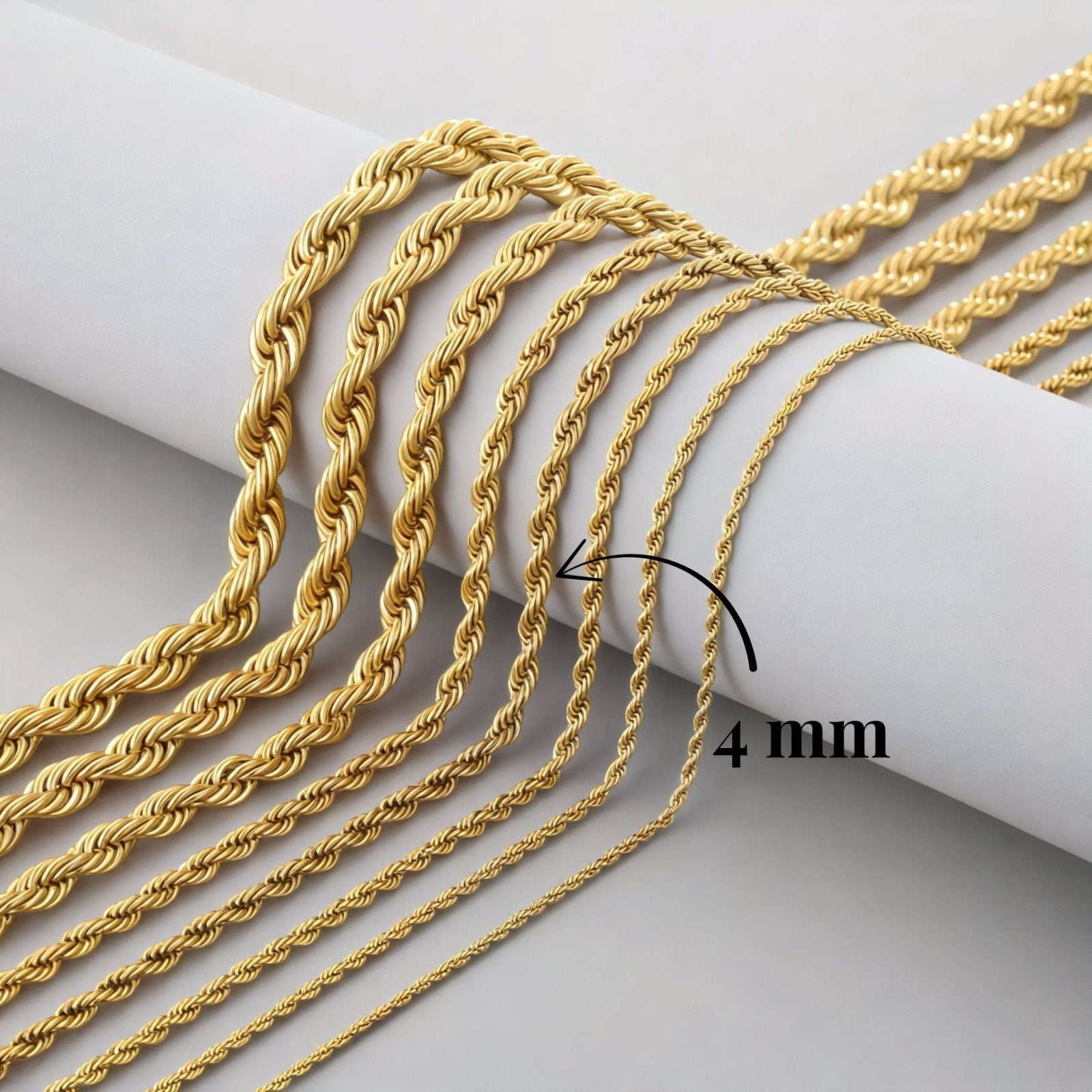 Chaine corde 4 mm en acier inoxydable, modèle Canyon