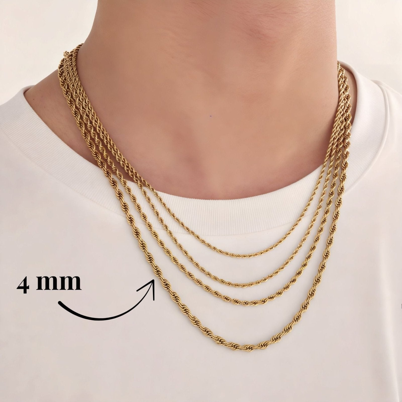 Chaine corde 4 mm en acier inoxydable, modèle Canyon