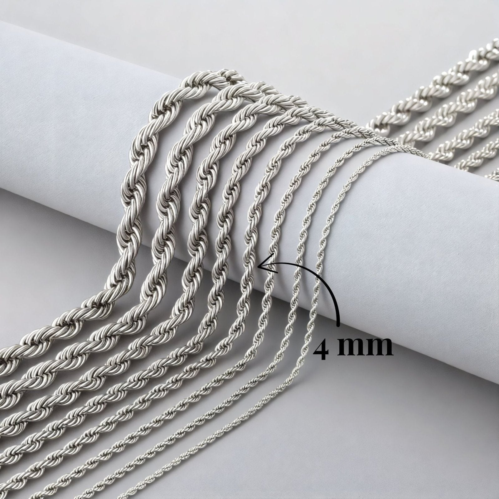Chaine corde 4 mm en acier inoxydable, modèle Canyon