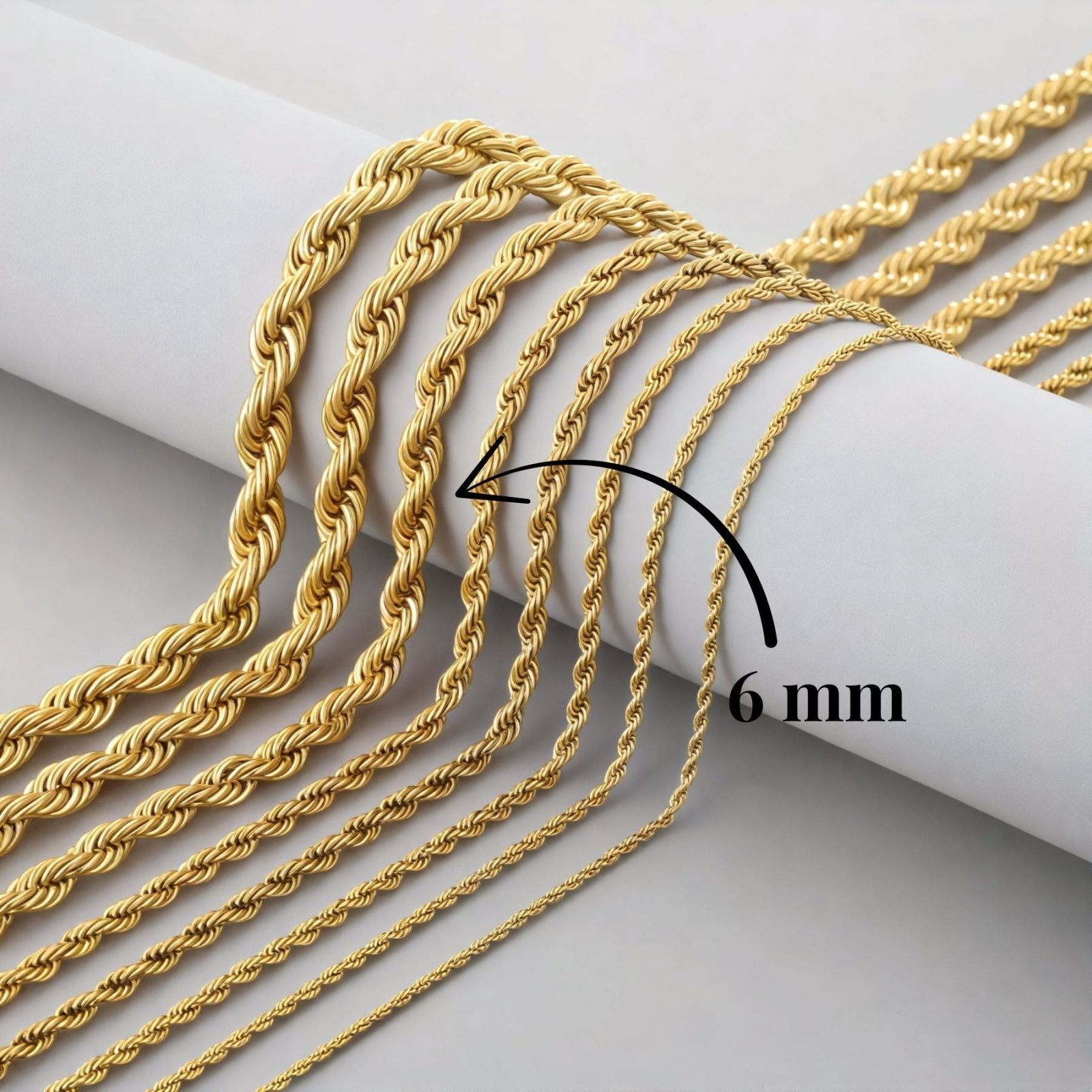 Chaine corde 6 mm en acier inoxydable, modèle Canyon