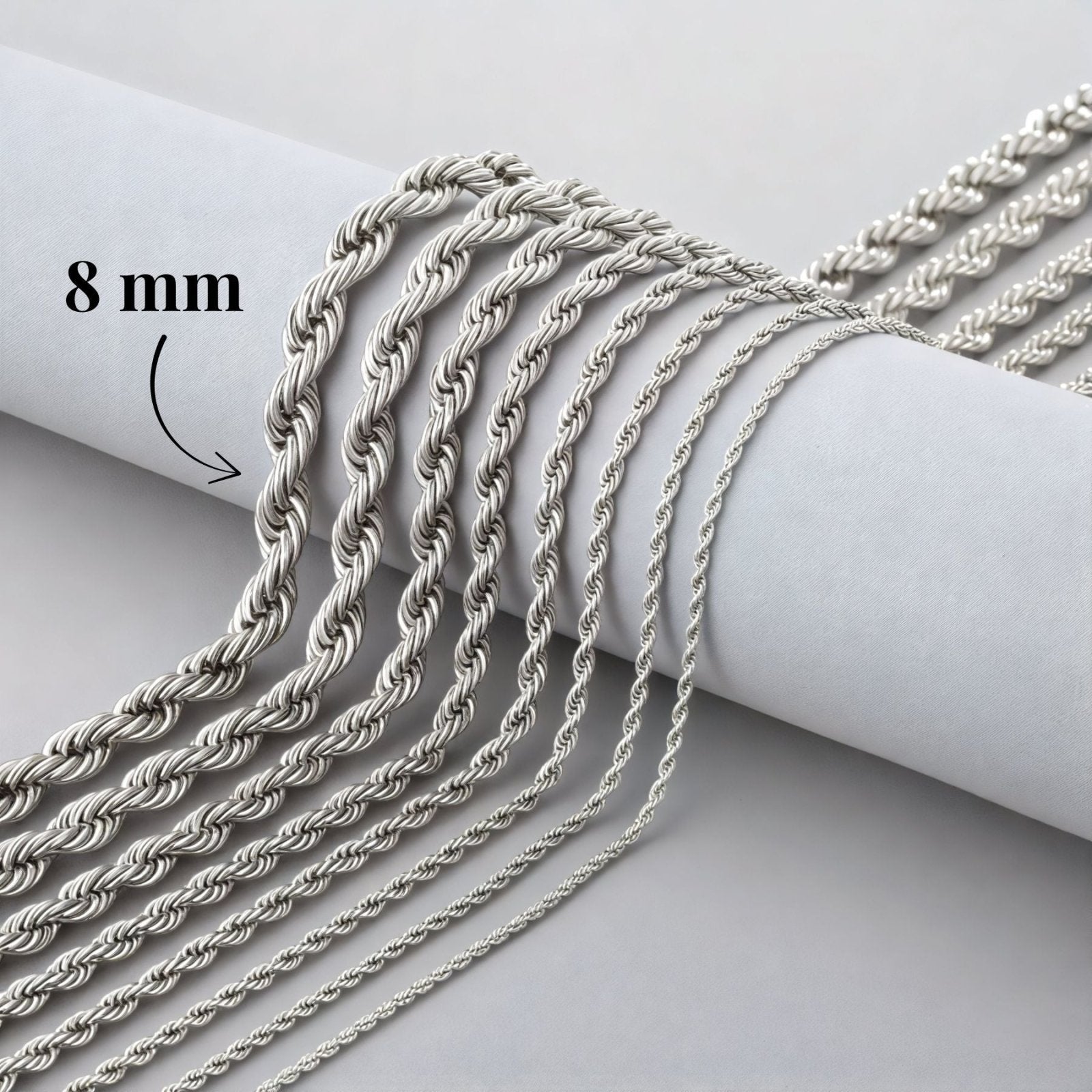 Chaine corde 8 mm en acier inoxydable, modèle Canyon