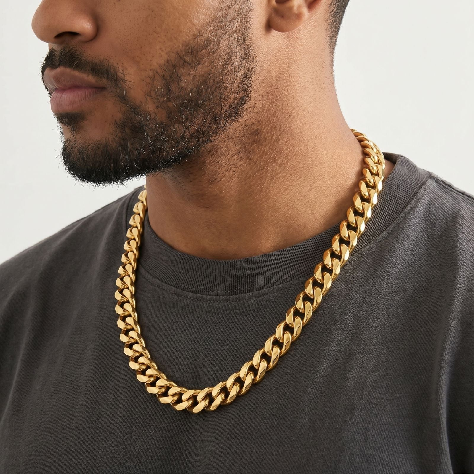 Chaine cubaine 13 mm en acier inoxydable, mailles épaisses, style rappeur pour hommes