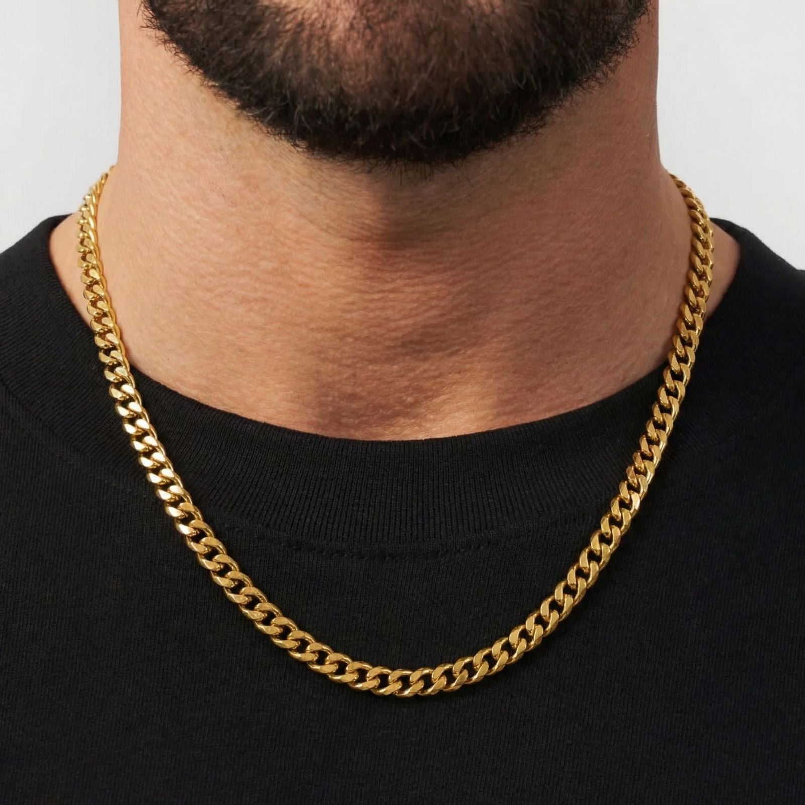 Chaine cubaine 6 mm en acier inoxydable, fermoir mousqueton, style affirmé pour hommes