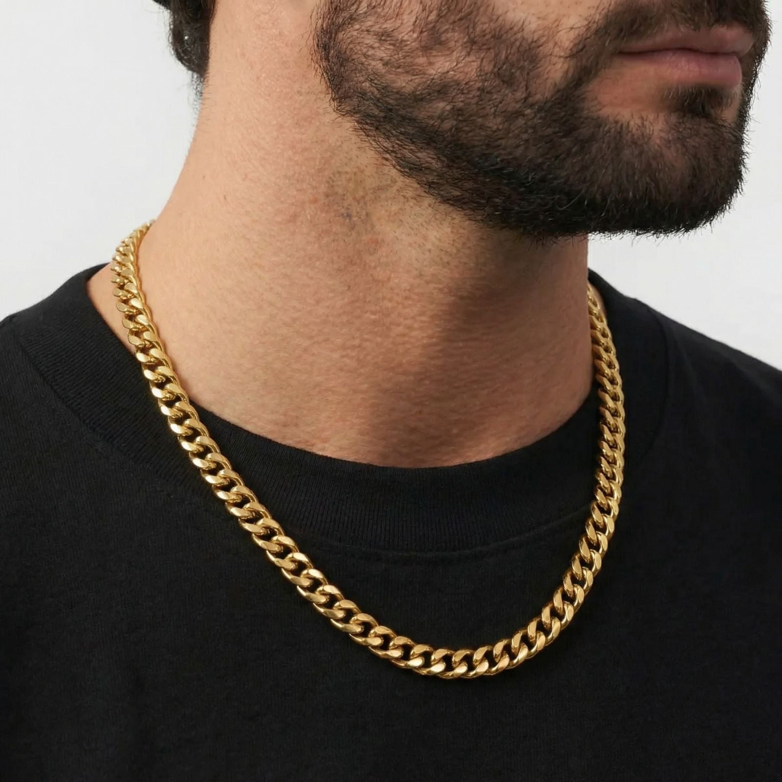 Chaine cubaine 6 mm en acier inoxydable, fermoir mousqueton, style affirmé pour hommes