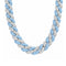 Chaîne ice à maille cubaine pour homme, en cuivre et zircon, maillons larges sertis de pierres blanches et bleues