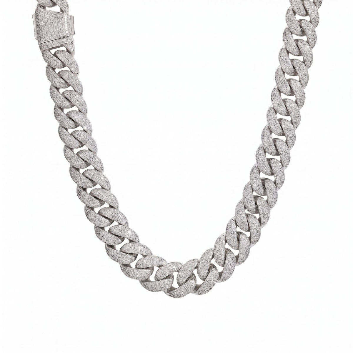 Chaine ice pour homme, en cuivre serti de zircon, maille cubaine large 22 mm