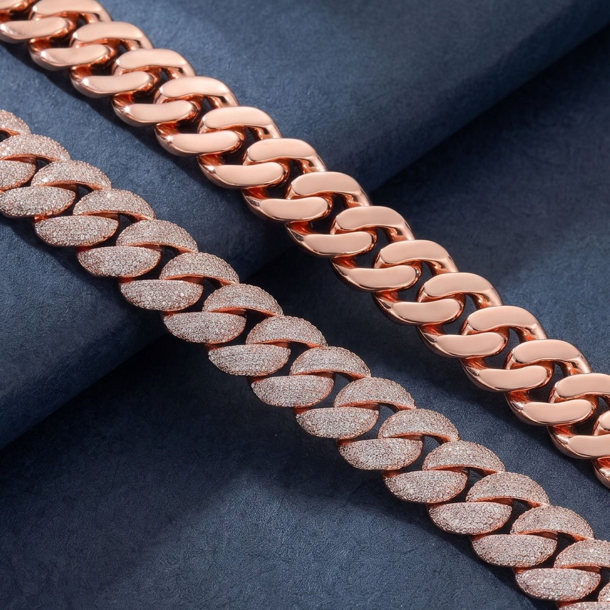 Chaine ice pour homme, en cuivre serti de zircon, maille cubaine large 22 mm
