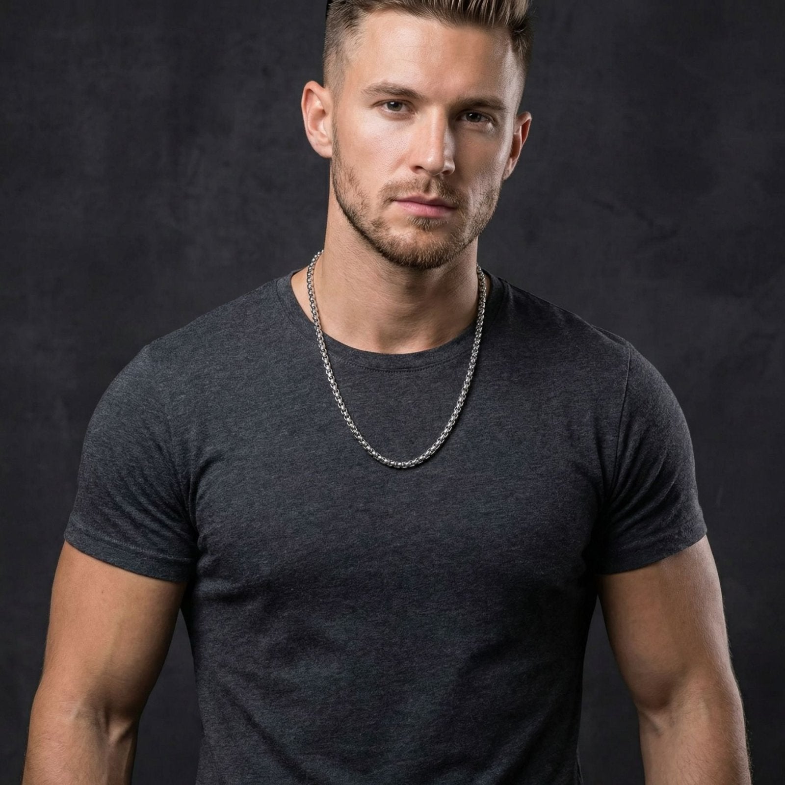 Chaîne vénitienne 4,5 mm pour homme, en acier inoxydable