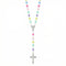 Chapelet collier catholique avec perles cœurs colorées en acrylique, en alliage métallique, avec croix et vierge Marie