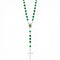 Chapelet collier de prière, avec perles synthétiques et pendentif croix, en alliage de zinc