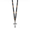 Chapelet collier pendentif croix en hématite pour homme, en onyx et perles en bois, style religieux