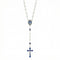 Chapelet collier religieux, avec perles de verre et pendentif croix, en alliage métallique