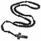 Chapelet en bois, avec croix chrétienne, perles rondes et cordon tressé