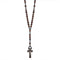 Chapelet en bois naturel, avec perles et pendentif croix chrétienne, style religieux