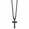 Chapelet en bois noir, avec pendentif croix et perles en bois, style religieux